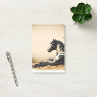 Zwart-wit verf paard post-it® notes