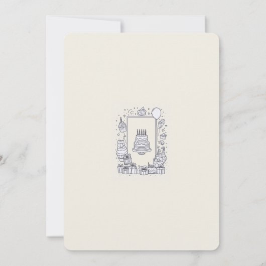 Zwart-wit verjaardagsfeest uitnodiging (Achterkant)