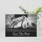 Zwart-wit Verloving Foto opslaan Datum Save The Date (Staand voorkant)
