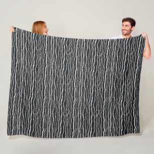 Zwart-wit vertakt horizontaal patroon fleece deken