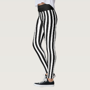 Zwart-wit Vertical Stripe Halloween kostuum Leggings