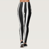 Zwart-wit verticale streepverfkwast leggings (Achterkant)