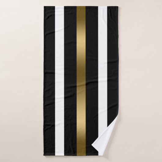 Zwart-wit verticale strepen gouden accenten bad handdoek (Badhanddoek)