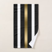 Zwart-wit verticale strepen gouden accenten bad handdoek (Handdoek)