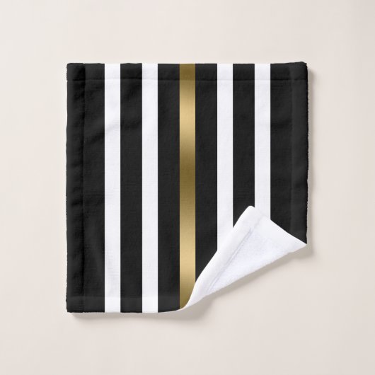 Zwart-wit verticale strepen gouden accenten bad handdoek (Wasdoekje)