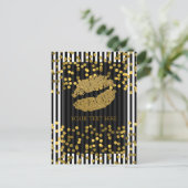 Zwart & Wit Verticale Strepen Gouden Faux Folie St Briefkaart (Staand voorkant)