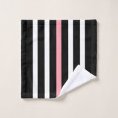 Zwart-wit verticale strepen roze accenten bad handdoek (Wasdoekje)