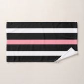 Zwart-wit verticale strepen roze accenten bad handdoek (Handdoek)