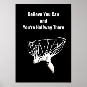 Zwart Wit Vertrouwen Motivatie Basketbal Poster