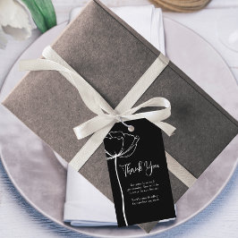 Zwart wit vet minimale bloemenbruiloft dank u cadeaulabel