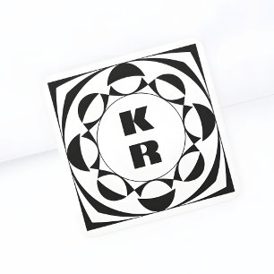 Zwart/Wit Vet Monogram Geometrische Verticale Init Vierkante Sticker