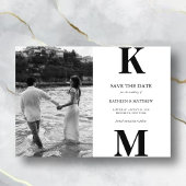 Zwart-wit Vet Monogram Modern Save The Date Magnetische Uitnodiging