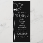 Zwart-wit Vette Bloemen Moderne Eenvoudige Bruilof Programma (Voorkant)