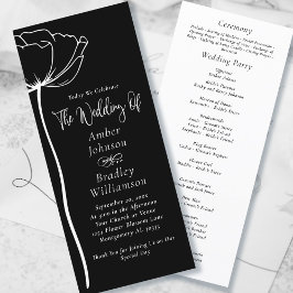 Zwart-wit Vette Bloemen Moderne Eenvoudige Bruilof Programma