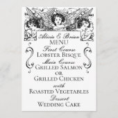 Zwart-wit Victoriaans Cherubs bruiloft Menu (Voorkant)