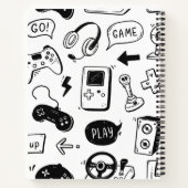 Zwart-wit videogamepatroon notitieboek (Achterkant)