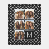 Zwart-wit vierkant 5 Photo Collage Monogram Fleece Deken (Voorkant)
