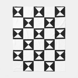 Zwart wit vierkant driehoek zandloper-achtig patro fleece deken