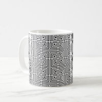 Zwart Wit Vierkant Labyrint Op-Art Grieks Patroon