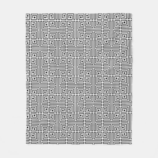 Zwart wit vierkant labyrint optisch patroon fleece deken (Voorkant)