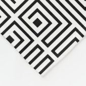 Zwart wit vierkant labyrint optisch patroon fleece deken (Hoek)