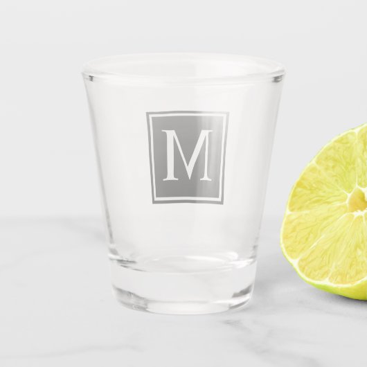 Zwart-wit vierkant, persoonlijk Initiaal monogram Shot Glas (Achterkant)