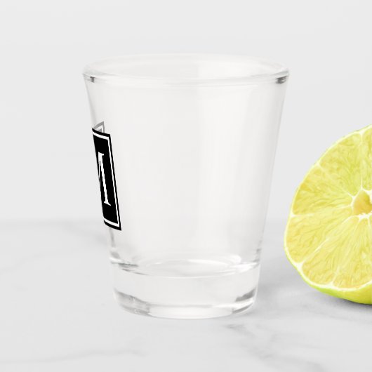 Zwart-wit vierkant, persoonlijk Initiaal monogram Shot Glas (Rechts)