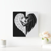 Zwart/Wit Vierkante Klok (Huis)