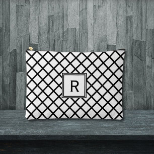 Zwart-wit vierkanten geometrisch patroon etui