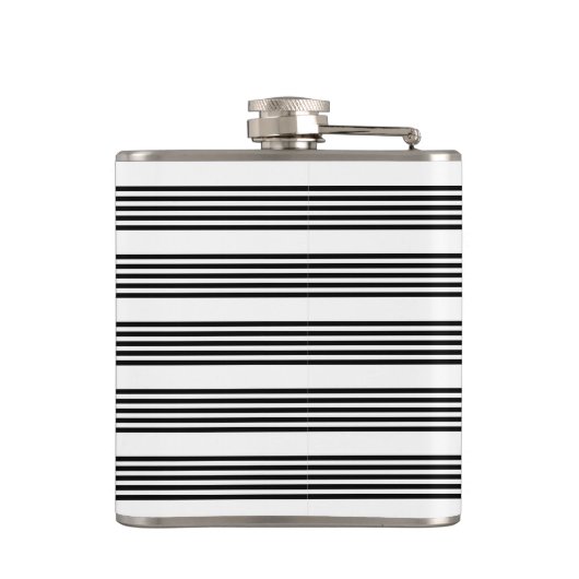 Zwart-wit vijf strips heupfles (Achterkant)