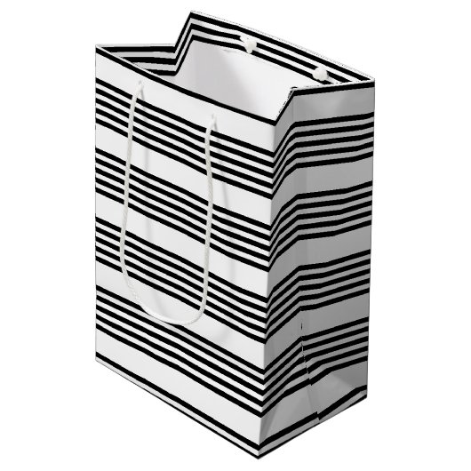 Zwart-wit vijf strips medium cadeauzakje (Voorkant Gekanteld)