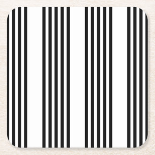 Zwart-wit vijf strips vierkante kartonnen onderzetter