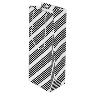 Zwart-wit vijf strips wijn cadeautas