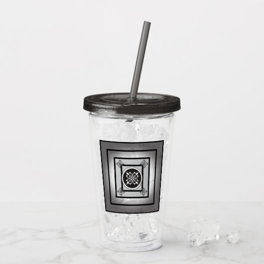 Zwart-wit Vijf Zonnedesign Acryl Drinkbeker (Achterkant ijs)
