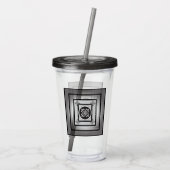 Zwart-wit Vijf Zonnedesign Acryl Drinkbeker (Achterkant)