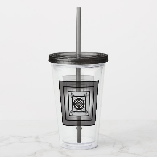 Zwart-wit Vijf Zonnedesign Acryl Drinkbeker (Voorkant)