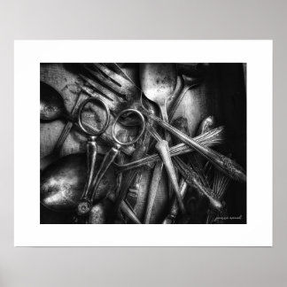 Zwart-wit vintage-gebruiksvoorwerpen-posterprint poster