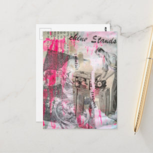 Zwart-wit vintage houtbewerking briefkaart