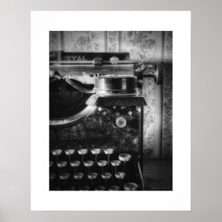 Zwart-wit vintage schrijfmachine poster print