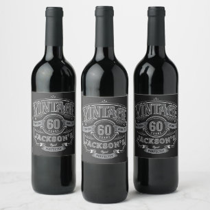 Zwart & Wit Vintage Verouderd Tot Perfecte Verjaar Wijn Etiket