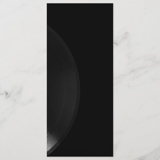 Zwart Wit Vinyl Record Bruiloft  Menu (Achterkant)