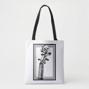 Zwart-wit viool scroll met zwarte contouren draagtas