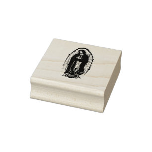 Zwart-wit Virgen de Guadalupe Rubberstempel