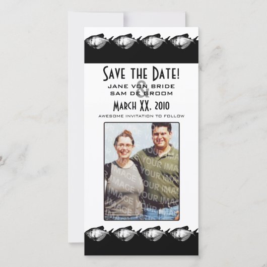 Zwart-wit vis Save The Date (Voorkant)