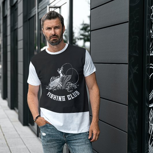 Zwart-wit Visser Vist Club T-shirt