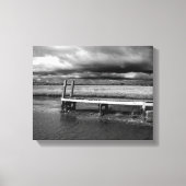 Zwart-wit Vist dok Storm Canvas afdrukken (Voorkant)