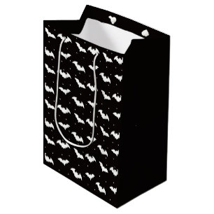 Zwart-wit vleermuizen zwart Halloween Medium Cadeauzakje