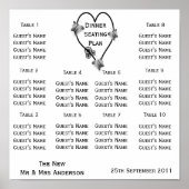 Zwart-wit Vlinder Hart Bruiloft Zitplaatsen Poster (Voorkant)