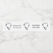 Zwart-wit vlinder hart ontwerp bruiloft waterfles etiket (Enkel label)