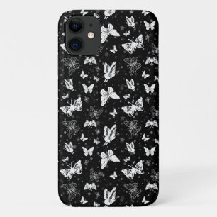 Zwart wit vlinder illustratie patroon ontwerp iPhone 11 hoesje